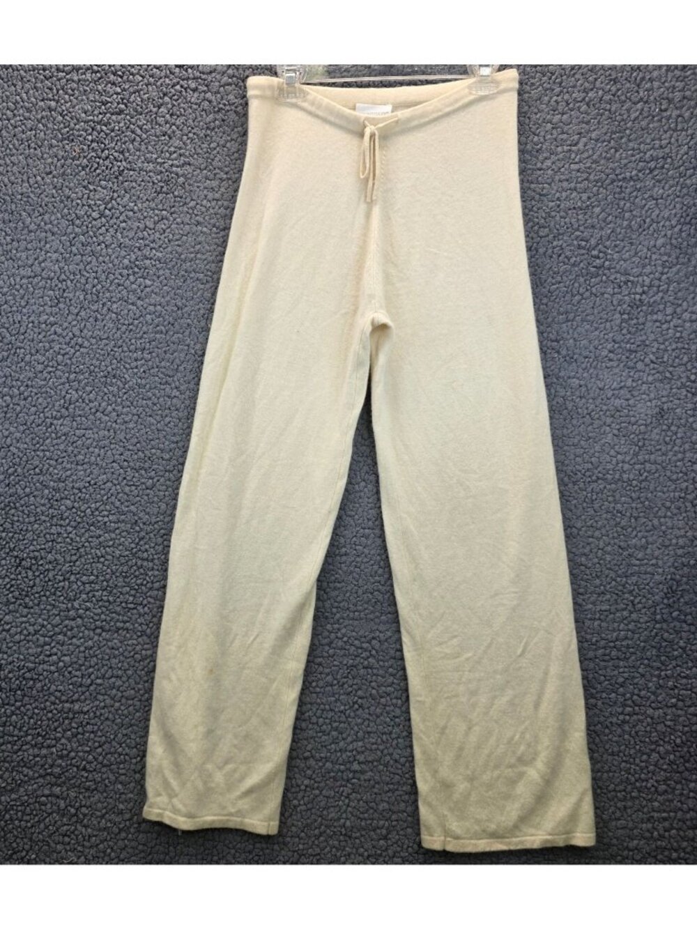 Frontgate Cashmere Wide Leg Drawstring Lounge Pants S/M Cream Knitted Minimalist